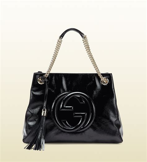 gucci brown patent leather|gucci patent leather shoulder bag.